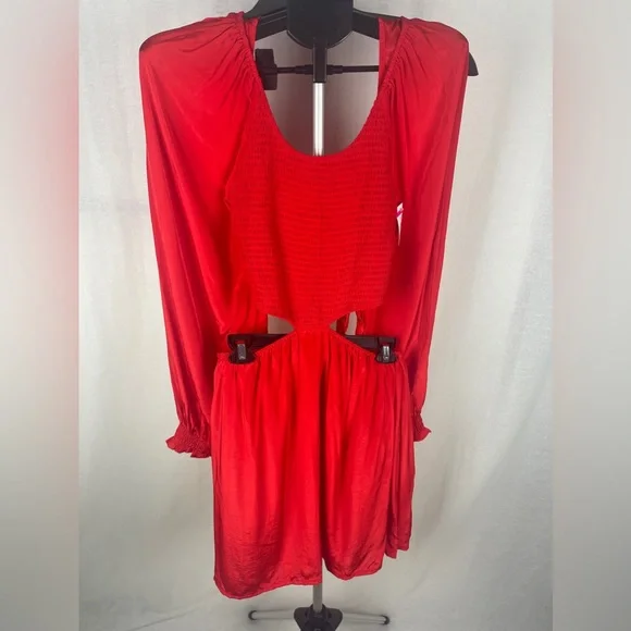 COPY - Shahida Parides Red Long Sleeve Cutout Mini Dress Size Large (12) NWT - Picture 3 of 14